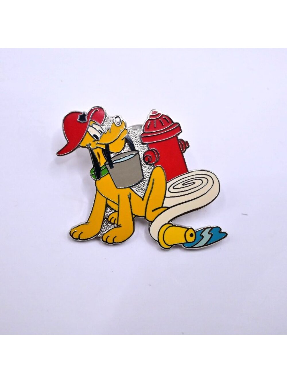 Hong Kong Disney Pluto Firefighter Pin Enamel Fire Hydrant & Hose Vintage 2004